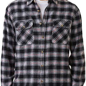 DINOGREY Long Sleeve Button Down Plaid Shirt Black Red Size Small